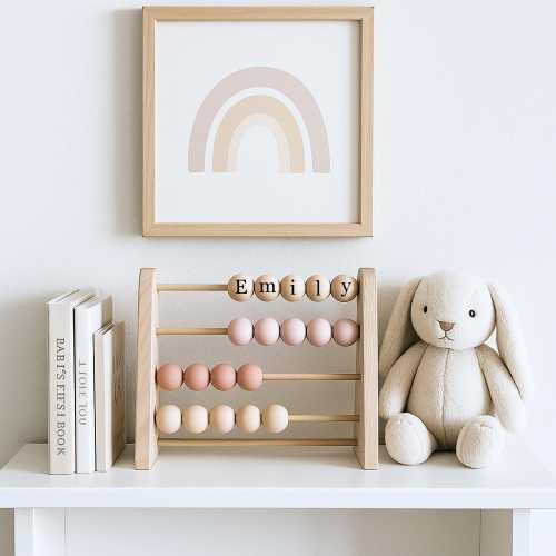 Personalized Wooden Abacus – Montessori Baby Name Nursery Decor