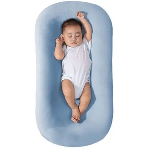 Baby Lounge Pillow for Newborn 0-24 Months, Newborn Lounger Nest Sleeping for Baby in Bed, Infants Lounger for Boys & Girls (Blue,0-8Months)