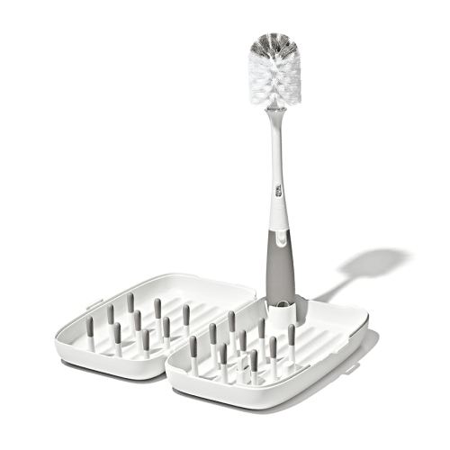 OXO Tot Travel Size Drying Rack with Bottle Brush- Gray