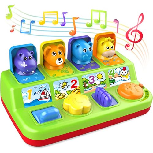Interactive Pop Up Toy with Music & Sound, Cause and Effect Toys for 1 Year Old & 9-12-18 Months Baby, Girls & Boys, Light Up Learning Toy for Age1-2 Gift for Infants