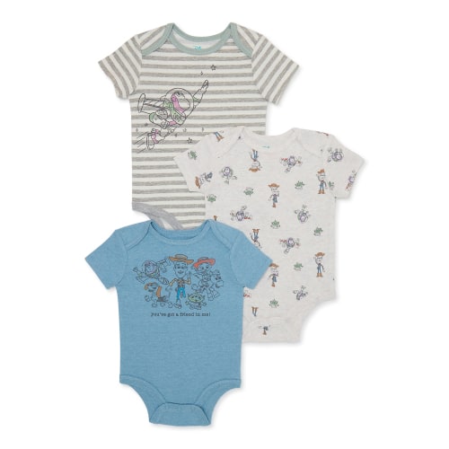 Disney Pixar Toy Story Baby Boys Bodysuit, 3-Pack, Sizes 0-24 Months