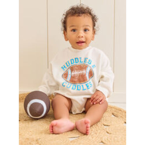 Huddles & Cuddles Bubble Sweatshirt in Ivory & Blue | Tullabee