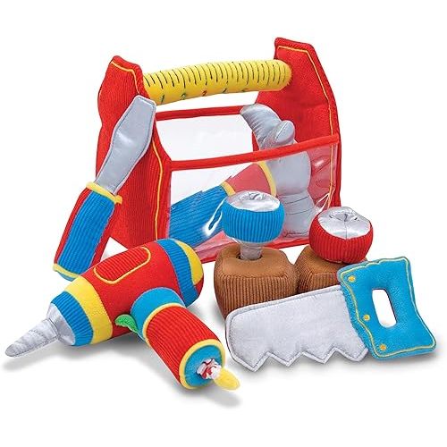Melissa & Doug Toolbox Fill and Spill Toddler Toy With Vibrating Drill (9 pcs)