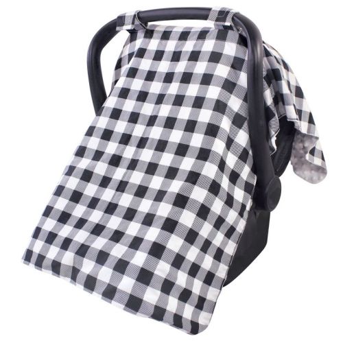 Hudson Baby Unisex Baby Reversible Car Seat And Stroller Canopy, Black Plaid, One Size