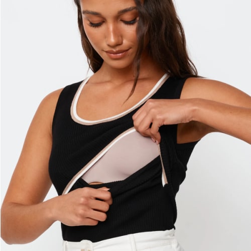 Black Breastfeeding Friendly Fitted Tank Top – Apero Label