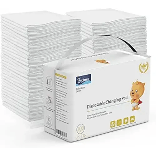 Disposable Changing Pad Liners (100 Pack) Super Soft, Disposable Changing Pads, Ultra Absorbent & Waterproof - Covers Any Surface for Mess Free Baby Diaper Changes (White)