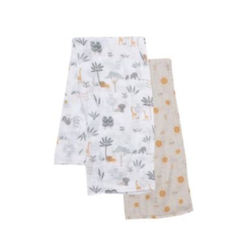 Jungle Adventure 2-Pack Cotton Muslin Newborn Baby Swaddle Blankets