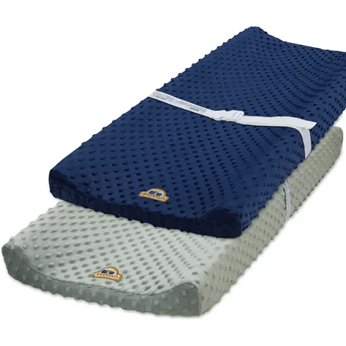 BlueSnail Ultra Soft Minky Dot Changing Pad Cover 2 Pack (Gray+Navy, 2 Pack)