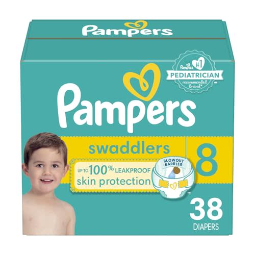 Pampers Baby Diapers - Swaddlers - Size 8, 38 Count, Ultra Absorbent Disposable Infant Diaper