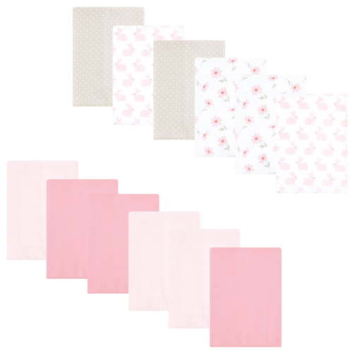 Luvable Friends Hudson Baby Flannel Burp Cloths 12pk, Sweet Honeycomb Pink