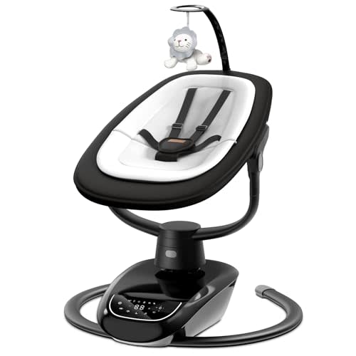 Angelbliss Baby Swing with Custom Motion, 3D-Motion Electric Swing with 6 Unique Motions & 4-Speeds, Bluetooth Enabled, 13 Preset Lullabies (Black)