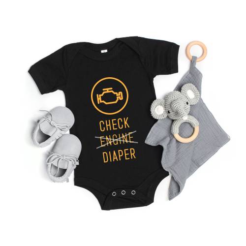 Check Engine Baby Onesie®, Funny Diaper Baby Onesie®, Cute Mechanic Baby Bodysuit, Funny Poopy Diaper Baby Shower Gift