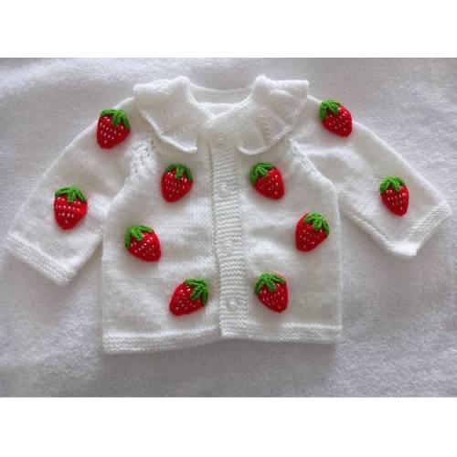 hand knitted baby cardigan ,knitted strawberry baby cardigan,personalized baby cardigan, knit baby clothes ,knit newborn baby sweater