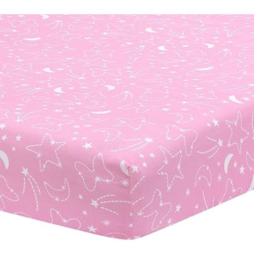 Lambs & Ivy Disney Baby Minnie Mouse Celestial Fitted Crib Sheet, Pink