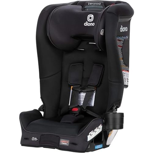 Diono Radian 3R SafePlus, All-in-One Convertible Car Seat, Rear and Forward Facing, SafePlus Engineering, 10 Years 1 Car Seat, Slim Fit 3 Across, Black Jet