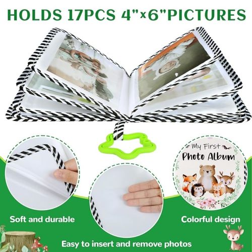 Baby's My First Family Album Soft Photo Cloth Book Woodland Animal My First Book of Photos Baby Memory Album Gift Holds 4x6 Pictures for Babies Newborn Toddler & Kids Baby Shower
