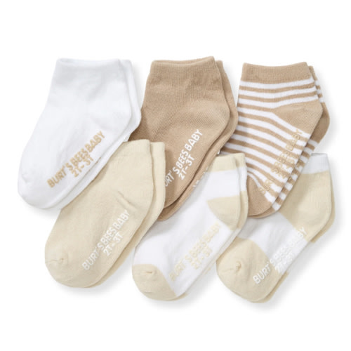Solid & Stripes Organic Cotton Baby Ankle Socks 6 Pack - Oat