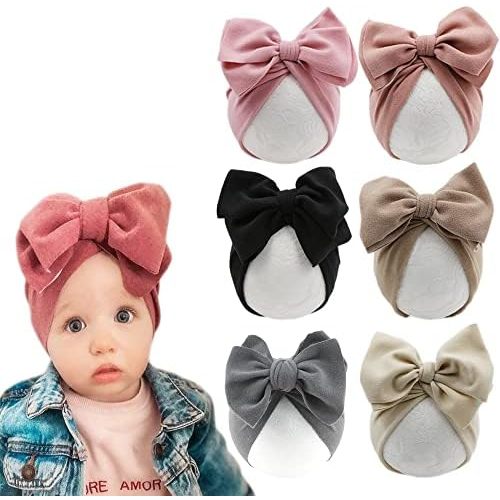 XYX Baby Girl Toddlers Breathable Cotton Hat Newborn Knotted Hat Cute Donut Soft Turban Bow Knot Cap