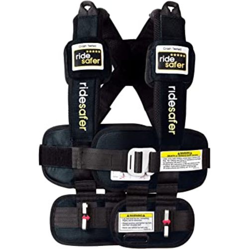 Ride Safer Travel Vest with Zipped Backpack-Wearable, Lightweight, Compact, and Portable Car Seat. Perfect for Everyday use or Rideshare, Travel, and Rental Car. (Small/Black)