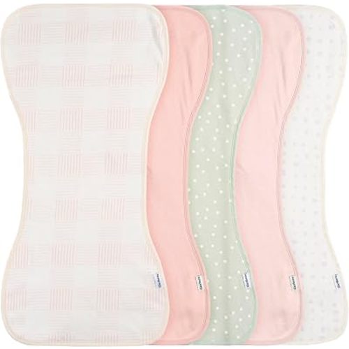 Gerber Baby Unisex Burp Cloths 5-Pack, Pink, Size 10.5" x 21"