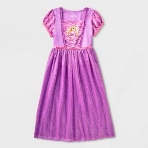 Girls' Disney Princess Rapunzel Dress-up NightGown - Purple 6: Short Sleeve, Crew Neck