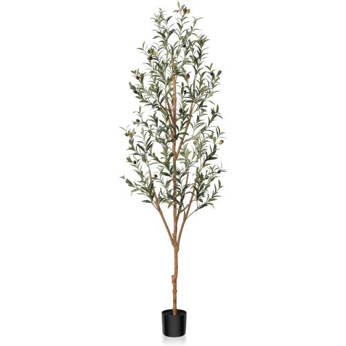 Kazeila Artificial Olive Tree 6FT Tall Faux Silk Plant for Home Office Decor Indoor Fake Potted Tree with Natural Wood Trunk and Lifelike Fruits