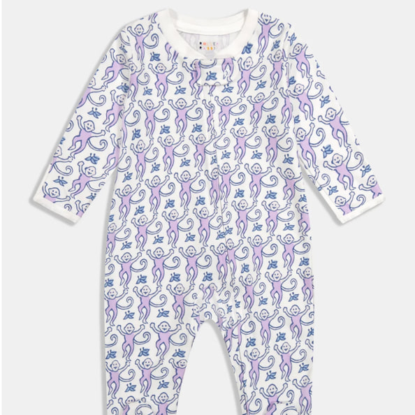 Infant Monkey Zipper Footie