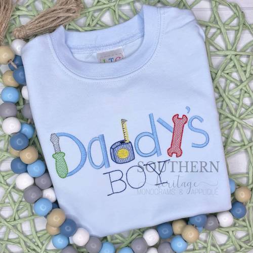 Daddy’s Boy Tool Name Embroidered Shirt/Romper