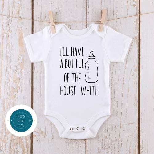 Bottle of the House White Onesie® | Funny Baby Onesie® | Baby Shower Gift