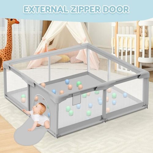 Baby Playpen Baby Playard, Playpen for Babies and Toddlers with Gate, 50x50 Baby Fence, Sturdy Safety Playpen, Indoor & Outdoor Kids Activity Center - 50*50 Inch