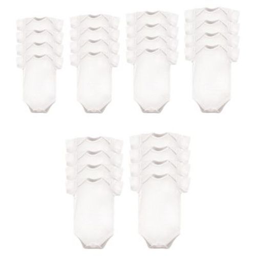 Luvable Friends Cotton Bodysuits 24pk, White, 0-24 Months