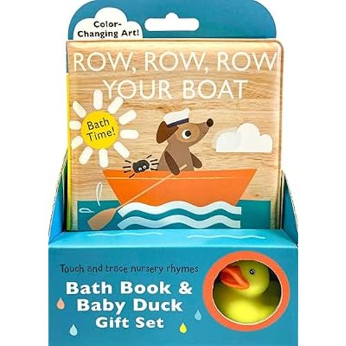 Touch and Trace Nursery Rhymes: Row, Row, Row Your Boat Bath Book & Baby Duck Gift Set