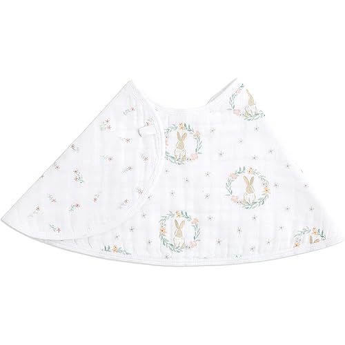 aden + anais Essentials Burpy Bib, 100% Cotton Muslin, Soft Absorbent 4 Layers, Multi-Use Burp Cloth and Bib, 22.5" X 11", Single, Blushing Bunnies