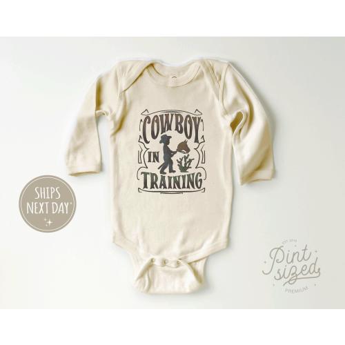 Cowboy in Training Onesie® - Cute Western Bodysuit - Vintage Natural Baby Onesie® - Western Baby Onesie®