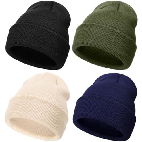 DRESHOW BQUBO 4 Pack Baby Beanies Toddler Kids Winter Hats Soft Knit Hat for Baby Boys Girls Warm Cap Beanies