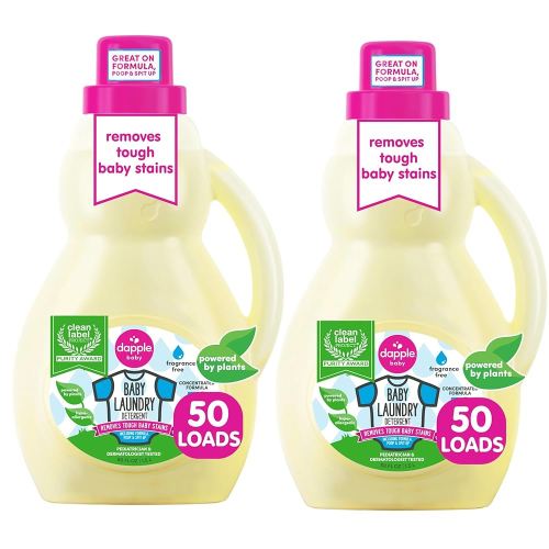 Baby Laundry Detergent by Dapple Baby, Concentrated & Hypoallergenic, Powered by Plants, Stain Removing Natural Ingredients, Fragrance Free, 50 Fl Oz (Pack of 2)