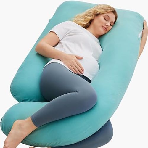 Momcozy Pregnancy Pillows for Sleeping, U Shaped Full Body Maternity Pillow with Removable Cover - Support for Back, Legs, Belly, HIPS for Pregnant Women, 57 Inch Pregnancy Pillow for Women, Grey