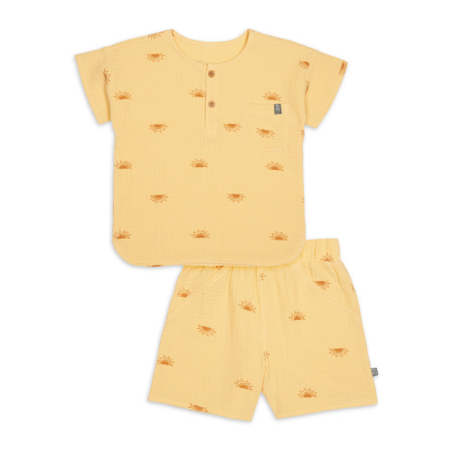 Modern Moments by Gerber Toddler Boy Casual Gauze Henley Tee and Short Set, Sizes 12M-5T