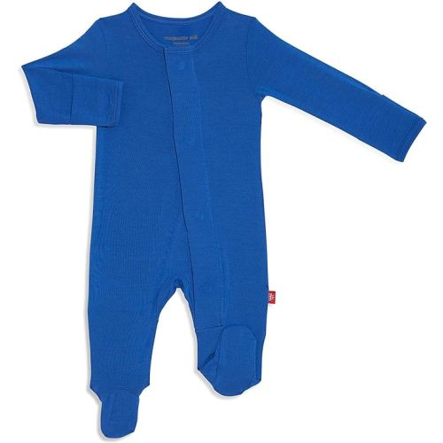 Magnetic Me Footie Pajamas Soft Modal Baby Sleepwear with Quick Magnetic Fastener | Boys and Girls Sleeper Preemie-24 Months - 9-12 Months - Strong Blue