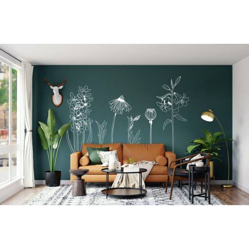 Large VINYL FLOWER wall sticker decals, hand drawn, Easy Install. Six beautiful flowers & plants, for home, van or shop windows (PACK 1)