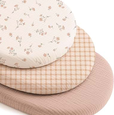 Amazon.com: Niceye Muslin Bassinet Sheets 3-Pack for Hourglass Bassinets, 32" x 16" | 100% Cotton, Soft & Breathable, Full Elastic Fit, for Halo Bassinest Swivel Sleeper, Graco, Snoo, Baby Girl Boy (Pink)