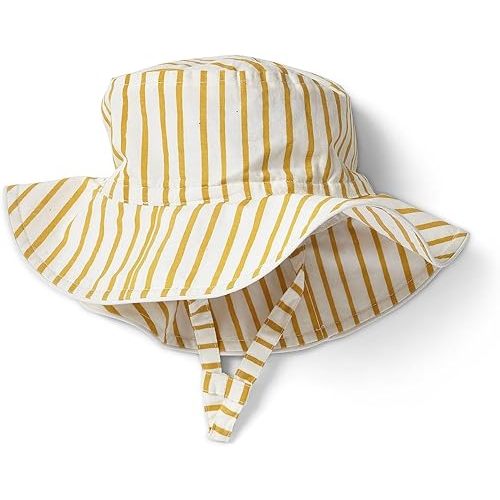 Size 0-6 months PEHR Baby Bucket Hat – Stripes Away Marigold (Unisex) | Organic Cotton Sun Hat with Strap | Soft Poplin Fabric | Broad Brim | Ethically Made | Machine Washable | 0-6 Months