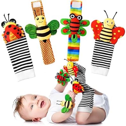 Baby Rattles 0-6 Months: Baby Toys 0-6 Months Baby Gifts for Boys Girl Infant Toys Baby Wrist Rattles Socks & Foot Finder Set Baby Shower Gifts - Newborn Toys Hand & Feet Toys for 0-3 0-12 Months