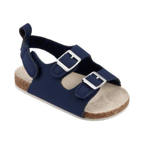 Baby Buckle Faux Cork Sandals - Style,Blue