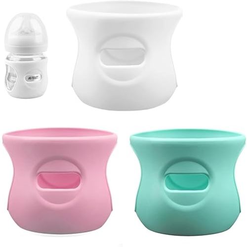 3 Pack Silicone Sleeves for Avent Natural Glass Baby Bottles, Anti Breakage Baby Bottle Holder, Compatible Baby Bottle, BPA Free (4 Ounces Three Colors)