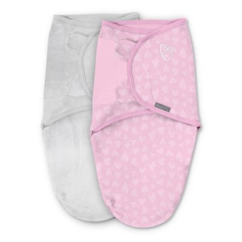 SwaddleMe by Ingenuity Velboa Original Swaddle - Pink Hearts, 2-Pack