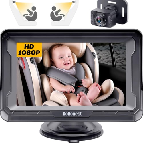 DoHonest Baby Car Camera HD 1080P - Rear-Facing Car Baby Monitor with Night Vision, Adjustable View Angle, Easy Setup, Anti-Glare Display, Safety for Kids & Infants