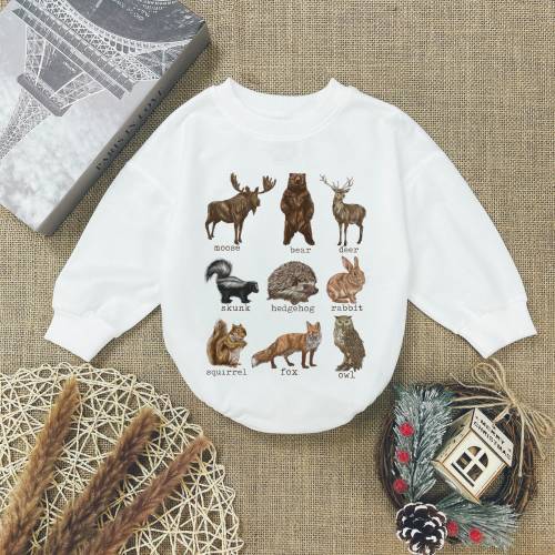 Woodland Animals Toddler Baby Romper, Cute Vintage Forest Wildlife, Boho Natural Kids Shirts, Newborn Outfit, Baby Shower Gift