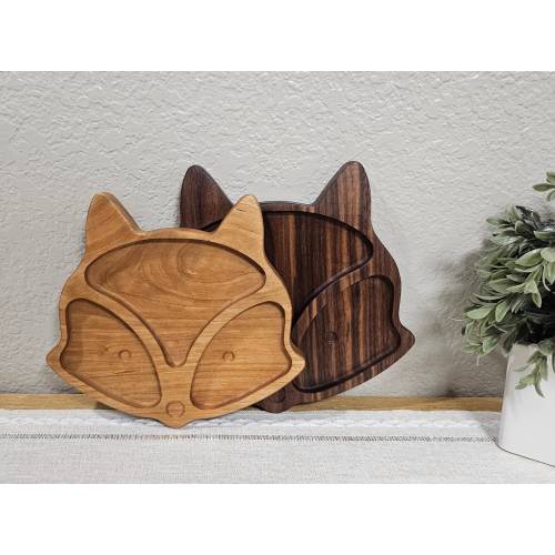 Fox Wooden Shaped Plate | 2 Size & Wood Color Options