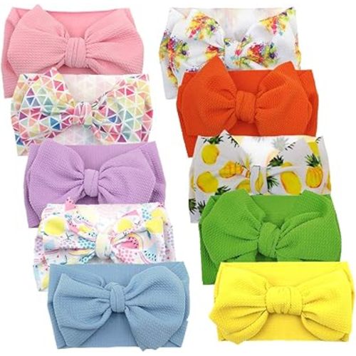KIDOCHEESE Big Bows Baby Girl Headbands with Bows Elastics Nylon Hairbands Oversized Head Wraps Large Hair Bow Hair Accessories for Baby Girls Newborn Infant Toddlers Kids